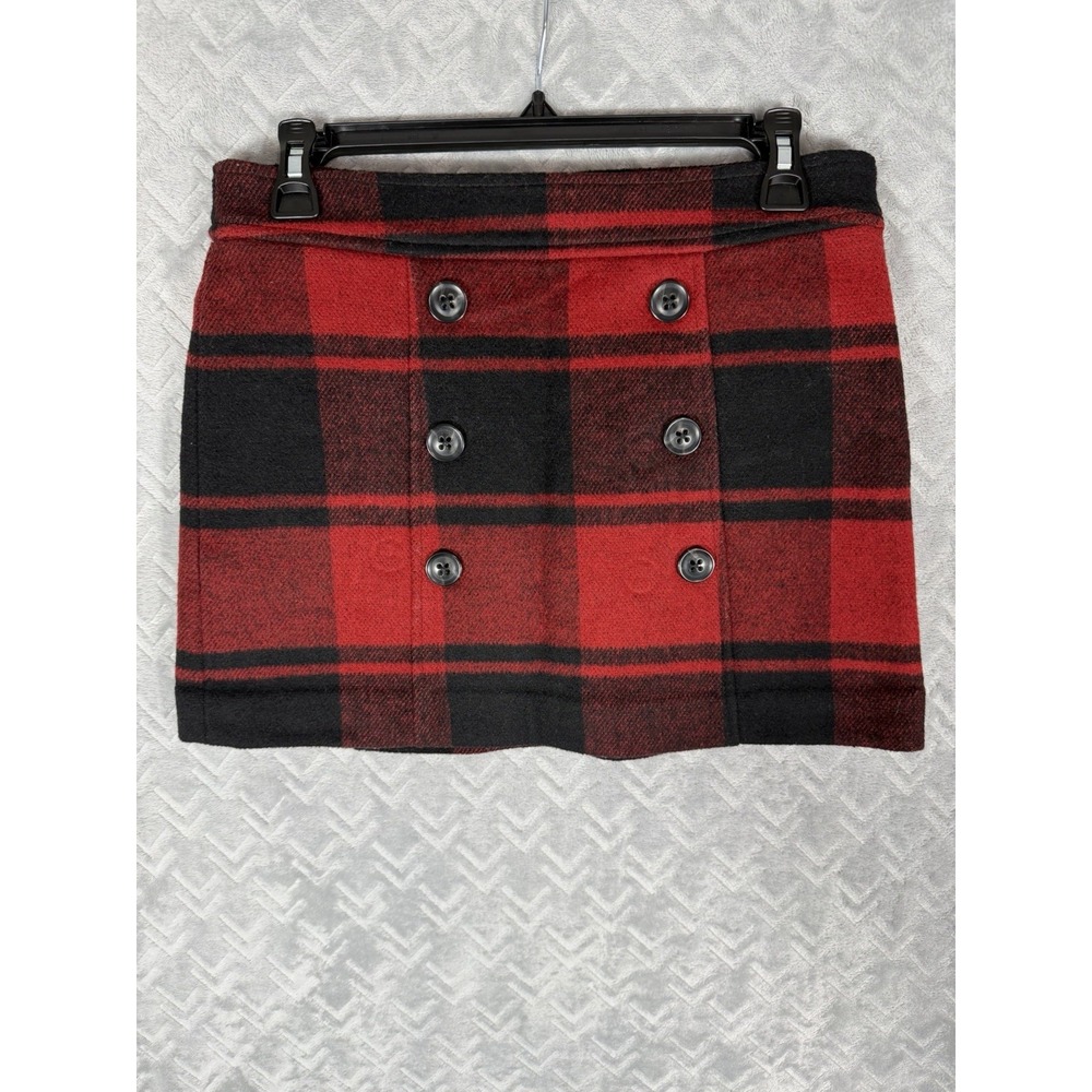 Gap Skirt Winter Weight Wool Blend Black‎ Red Plaid Size 1 or 28" Waist